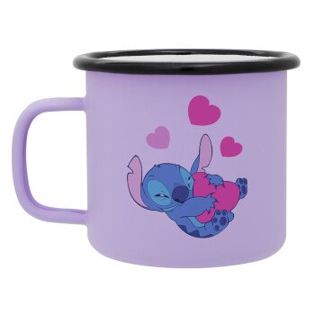 Lilo & Stitch hugs and hearts, Κούπα Μεταλλική εμαγιέ ΜΑΤ Light Pastel Purple 360ml
