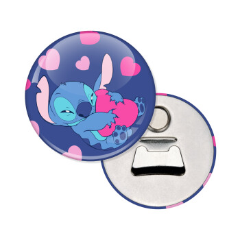 Lilo & Stitch hugs and hearts, Μαγνητάκι και ανοιχτήρι μπύρας στρογγυλό διάστασης 5,9cm