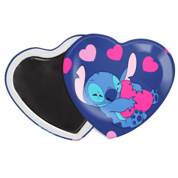 Lilo & Stitch hugs and hearts, Μαγνητάκι καρδιά (57x52mm)