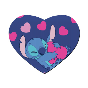 Lilo & Stitch hugs and hearts, Mousepad καρδιά 23x20cm