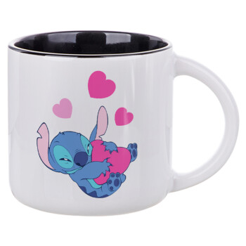 Lilo & Stitch hugs and hearts, Κούπα κεραμική 400ml Λευκή/Μαύρη