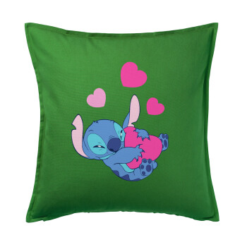 Lilo & Stitch hugs and hearts, Sofa cushion Green 50x50cm includes filling