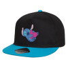 Child's Flat Snapback Hat, Black/Blue (100% COTTON, CHILD, UNISEX, ONE SIZE)