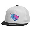 Child's Flat Snapback Hat, White (100% COTTON, CHILDREN'S, UNISEX, ONE SIZE)