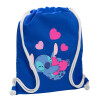 Backpack pouch GYMBAG Blue, with pocket (40x48cm) & thick cords