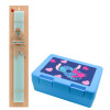 Easter Set, children's snack container BLUE & Easter aromatic flat candle (30cm) (TURQUOISE)