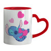Mug heart red handle, ceramic, 330ml