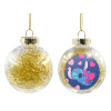 Transparent Christmas tree ball ornament with gold filling 8cm