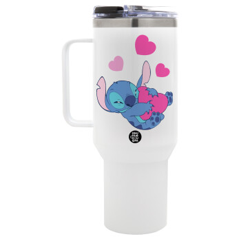 Lilo & Stitch hugs and hearts, Mega Stainless steel Tumbler with lid, double wall 1,2L