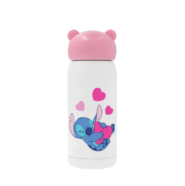 Lilo & Stitch hugs and hearts — Ροζ ανοξείδωτο παγούρι θερμό (Stainless steel), 320ml