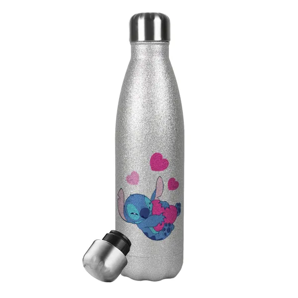 Lilo & Stitch hugs and hearts — Glitter Aσημένιο (500ml)