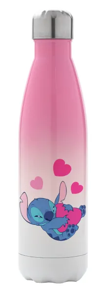 Lilo & Stitch hugs and hearts — Metal mug thermos Pink/White (Stainless steel), double wall, 500ml