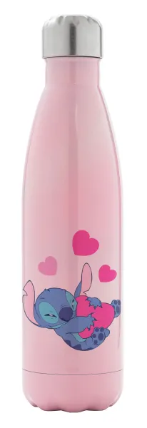 Lilo & Stitch hugs and hearts — Metal mug thermos Pink Iridiscent (Stainless steel), double wall, 500ml