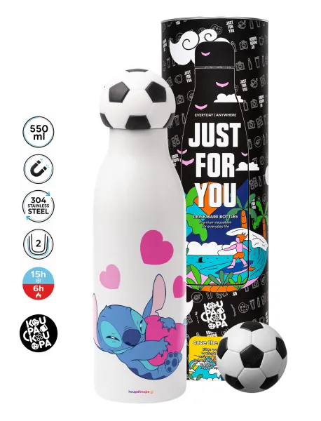 Lilo & Stitch hugs and hearts — Soccer Metal mug thermos, double wall, 550ml