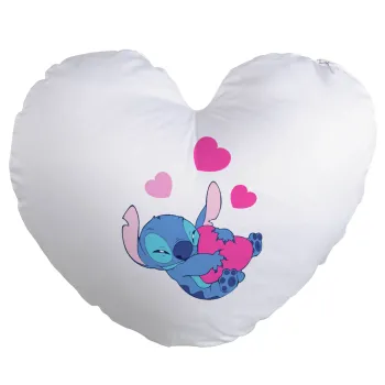 Lilo & Stitch hugs and hearts, Μαξιλάρι καναπέ καρδιά 40x40cm περιέχεται το  γέμισμα