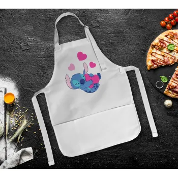 Lilo & Stitch hugs and hearts, Ποδιά Σεφ Ολόσωμη Παιδική (με ρυθμιστικά και 2 τσέπες)