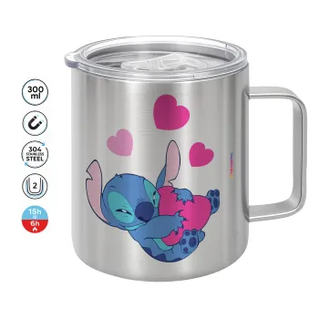Lilo & Stitch hugs and hearts, Κούπα Ανοξείδωτη διπλού τοιχώματος 300ml