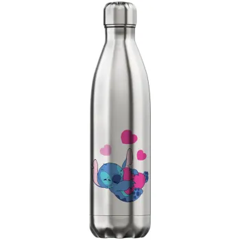 Lilo & Stitch hugs and hearts, Μεταλλικό παγούρι θερμός Inox (Stainless steel), διπλού τοιχώματος, 750ml