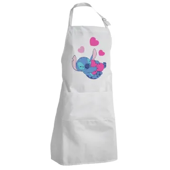 Lilo & Stitch hugs and hearts, Adult Chef Apron (with sliders and 2 pockets)