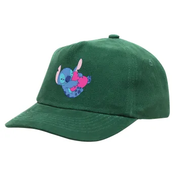 Lilo & Stitch hugs and hearts, Children's Baseball Cap, 100% Cotton Drill, GREEN (COTTON, CHILDREN'S, ONE SIZE)