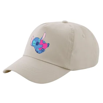 Lilo & Stitch hugs and hearts, Μπεζ (SAND) Πεντάφυλλο Καπέλο Ενηλίκων Βαμβακερό (UNISEX, ONE SIZE)