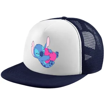 Lilo & Stitch hugs and hearts, Καπέλο Ενηλίκων Soft Trucker με Δίχτυ Dark Blue/White (POLYESTER, ΕΝΗΛΙΚΩΝ, UNISEX, ONE SIZE)