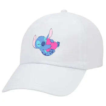 Lilo & Stitch hugs and hearts, Καπέλο Ενηλίκων Baseball Λευκό 5-φύλλο (POLYESTER, ΕΝΗΛΙΚΩΝ, UNISEX, ONE SIZE)