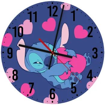 Lilo & Stitch hugs and hearts, Ρολόι τοίχου ξύλινο (30cm)