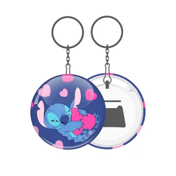 Lilo & Stitch hugs and hearts, Μπρελόκ μεταλλικό 5cm με ανοιχτήρι