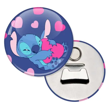 Lilo & Stitch hugs and hearts, Μαγνητάκι και ανοιχτήρι μπύρας στρογγυλό διάστασης 5,9cm