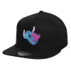 Children's Flat Snapback Hat, Black (100% COTTON, CHILD, UNISEX, ONE SIZE)