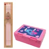 Easter Set, children's snack container PINK & scented flat Easter candle (30cm) (PINK)