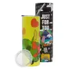Neon Yellow Travel Tumbler, with metal straw (Stainless steel 304 Food grade, BPA free, 600ml)
