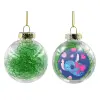 Transparent Christmas tree ball ornament with green filling 8cm