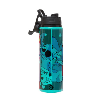 Lilo & Stitch Love, Metallic water bottle with safety lid, 850ml aluminum