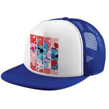 Lilo & Stitch Love, Καπέλο παιδικό Soft Trucker με Δίχτυ Blue/White 