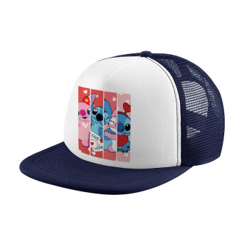 Lilo & Stitch Love, Καπέλο Soft Trucker με Δίχτυ Dark Blue/White 