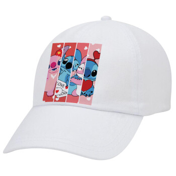 Lilo & Stitch Love, Καπέλο Ενηλίκων Baseball Λευκό 5-φύλλο (POLYESTER, ΕΝΗΛΙΚΩΝ, UNISEX, ONE SIZE)