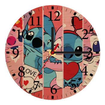 Lilo & Stitch Love, Ρολόι τοίχου ξύλινο plywood (20cm)