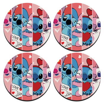 Lilo & Stitch Love, SET of 4 round wooden coasters (9cm)