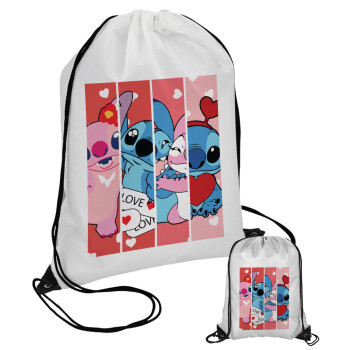 Lilo & Stitch Love, Τσάντα πουγκί με μαύρα κορδόνια (1 τεμάχιο)