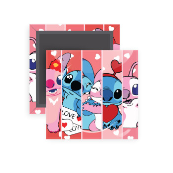 Lilo & Stitch Love, Μαγνητάκι ψυγείου τετράγωνο διάστασης 5x5cm