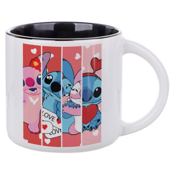 Lilo & Stitch Love, Κούπα κεραμική 400ml Λευκή/Μαύρη