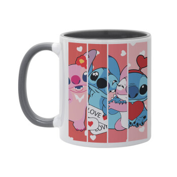 Lilo & Stitch Love, Κούπα χρωματιστή γκρι, κεραμική, 330ml