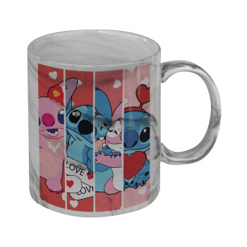 Lilo & Stitch Love, Mug ceramic marble style, 330ml