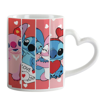 Lilo & Stitch Love, Mug heart handle, ceramic, 330ml