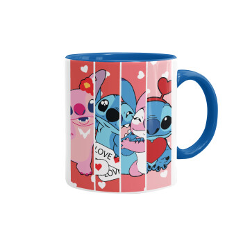 Lilo & Stitch Love, Mug colored blue, ceramic, 330ml