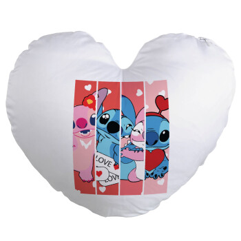 Lilo & Stitch Love, Μαξιλάρι καναπέ καρδιά 40x40cm περιέχεται το  γέμισμα