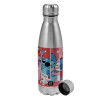 Metallic water bottle, stainless steel, 750ml