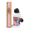 Easter Set, metallic aluminum bottle (500ml) & aromatic flat Easter candle (30cm) (PINK)